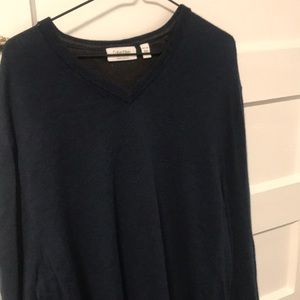 Calvin Klein extra fine metino wool sweater dark blue with brown interior